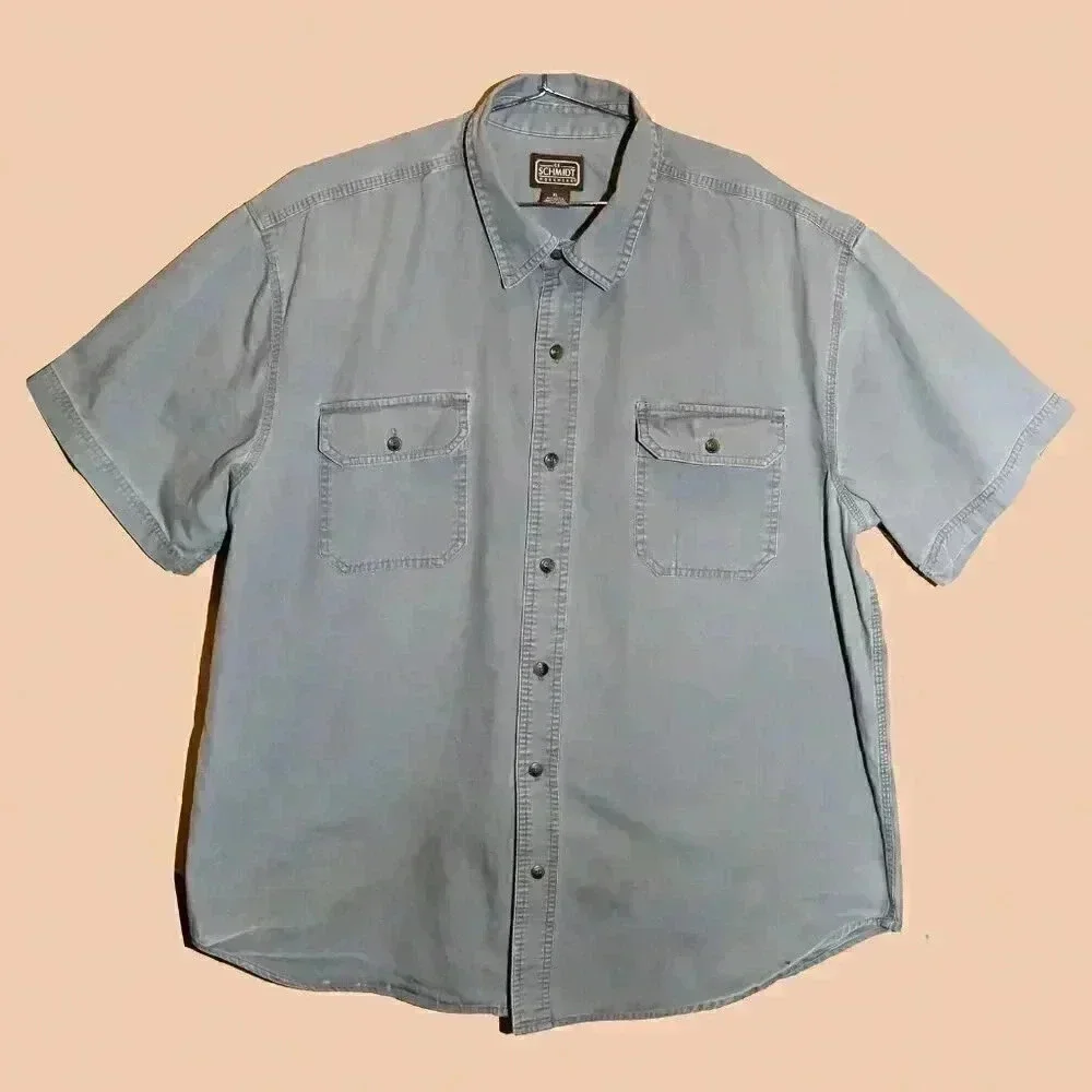C.E. Schmidt Workwear Gray Short Sleeve Collared Shirt Size XL Button Down Top